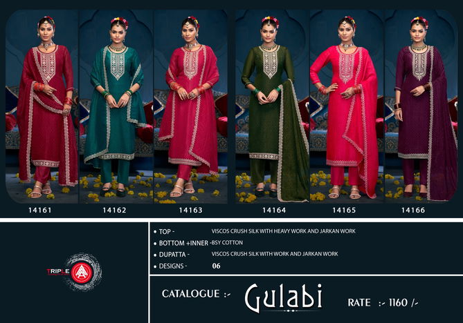 Gulabi By Triple Jarkan Work Designer Dress Material Wholesale Shop In Surat